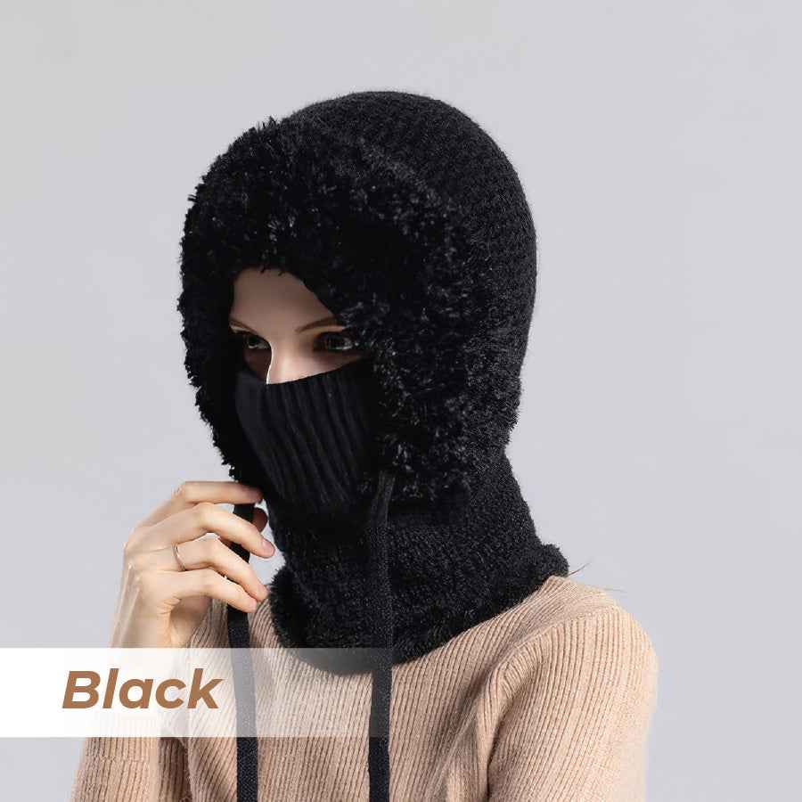 Women’s Thermal Knit Hood – Fleece-Lined Winter Hat, Neck Warmer & Face Cover Combo