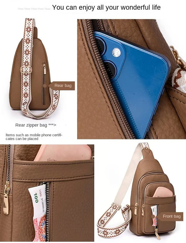 Women's Fashion Casual Solid Color Crossbody Bag - Slendoraq