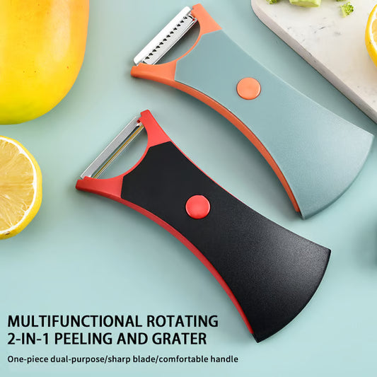 2 in1 Stainless Steel Multi-function Potato Peeler Fruit Vegetable Chopper Mini Spud Slicer Grater Shredder Dual-purpose Peeler - Slendoraq