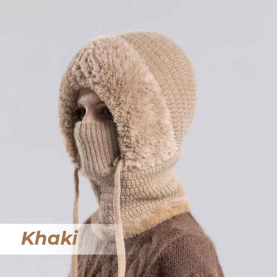 Women’s Thermal Knit Hood – Fleece-Lined Winter Hat, Neck Warmer & Face Cover Combo