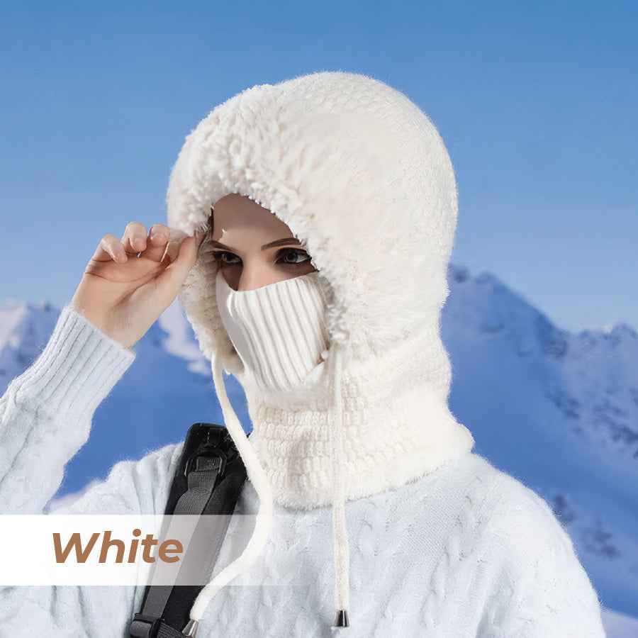 Women’s Thermal Knit Hood – Fleece-Lined Winter Hat, Neck Warmer & Face Cover Combo