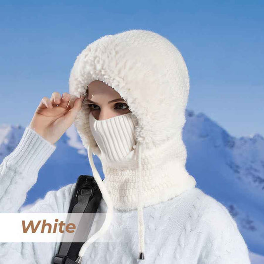 Women’s Thermal Knit Hood – Fleece-Lined Winter Hat, Neck Warmer & Face Cover Combo