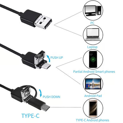 Plug-and-play endoscope camera – Compatible with Android, USB, and TC (not applicable to Apple systems)