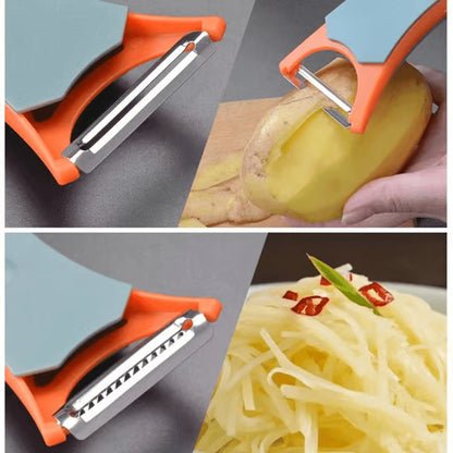 2 in1 Stainless Steel Multi-function Potato Peeler Fruit Vegetable Chopper Mini Spud Slicer Grater Shredder Dual-purpose Peeler