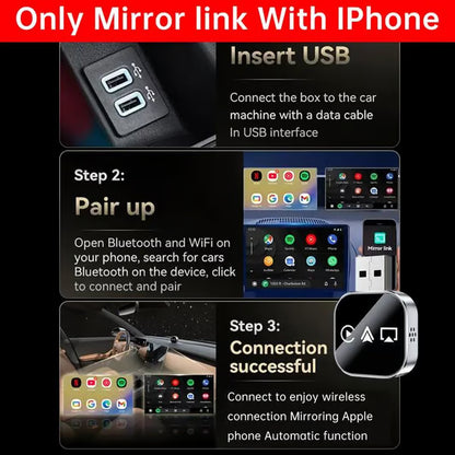 3 in 1 Screen Mirror Phone, wired to wireless Carplay adapter