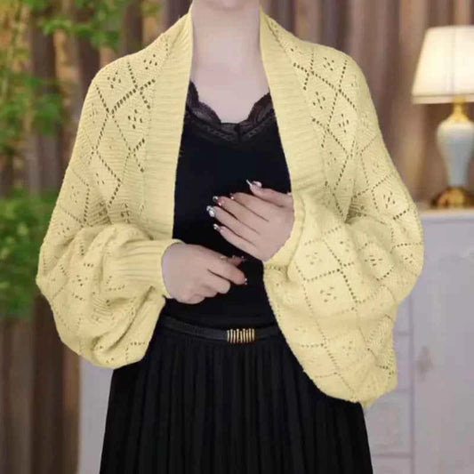 Fashion Hollow Out Knitted Shawl Coat