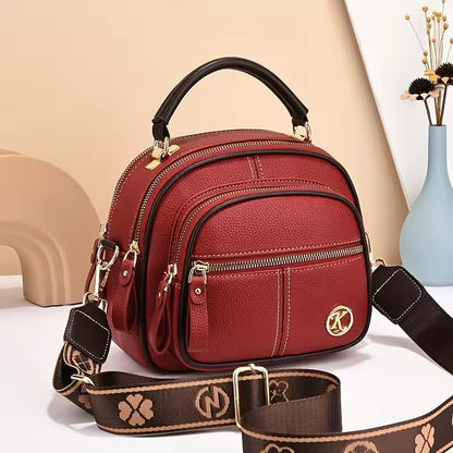 Classic Multifunctional Compartments Adjustable Wide Shoulder Strap Leather Crossbody Bag