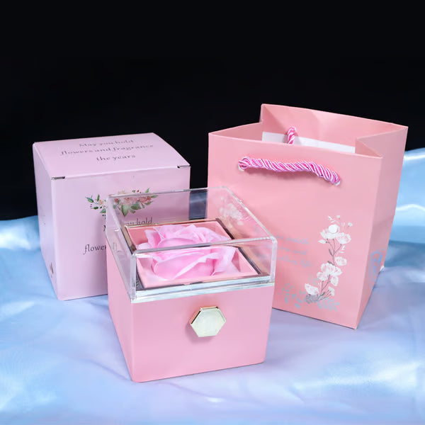 360 Degree Rotatable Preserved Real Rose Gift Box