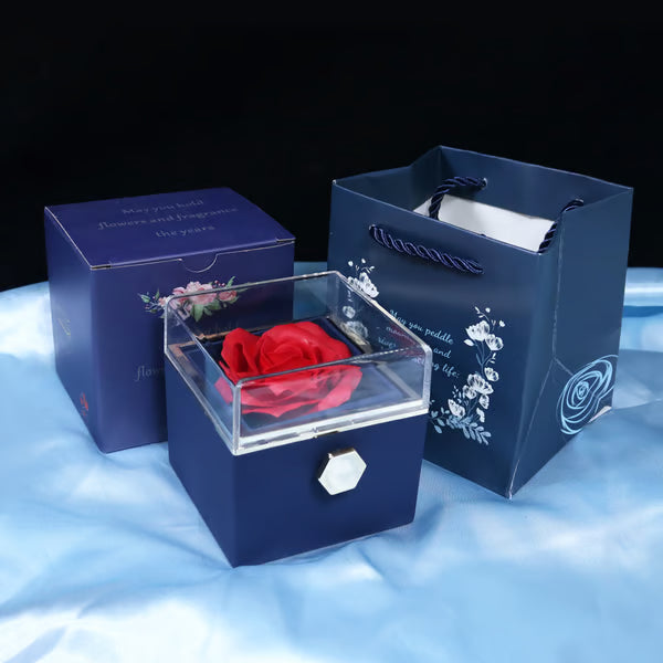 360 Degree Rotatable Preserved Real Rose Gift Box