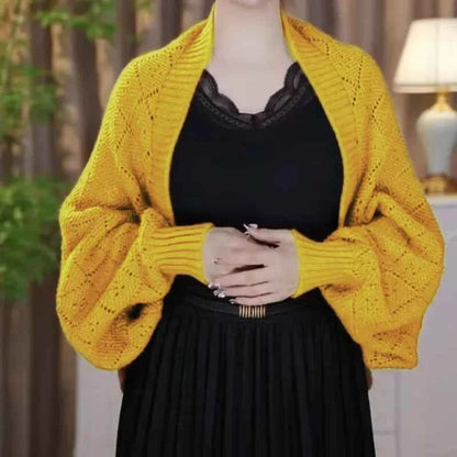 Fashion Hollow Out Knitted Shawl Coat