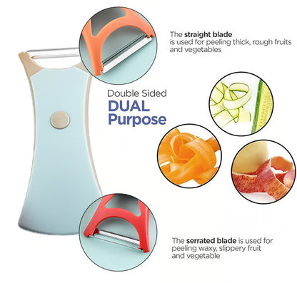 2 in1 Stainless Steel Multi-function Potato Peeler Fruit Vegetable Chopper Mini Spud Slicer Grater Shredder Dual-purpose Peeler