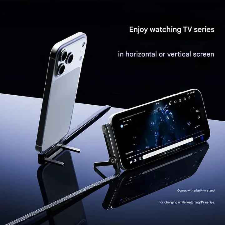 ⚡Official Authorized | MFi-Certified Cables🔥 2-in-1 Invisible Holder Charger Cable - 240W Fast Charging Cord with Built-In Phone Stand