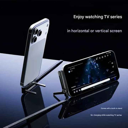 ⚡Official Authorized | MFi-Certified Cables🔥 2-in-1 Invisible Holder Charger Cable - 240W Fast Charging Cord with Built-In Phone Stand