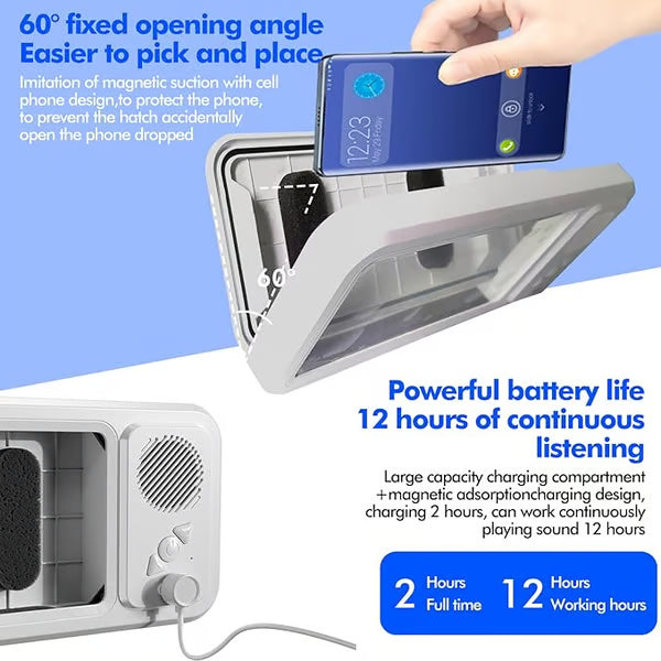 Shower Phone Holder with Wireless Bluetooth Speaker