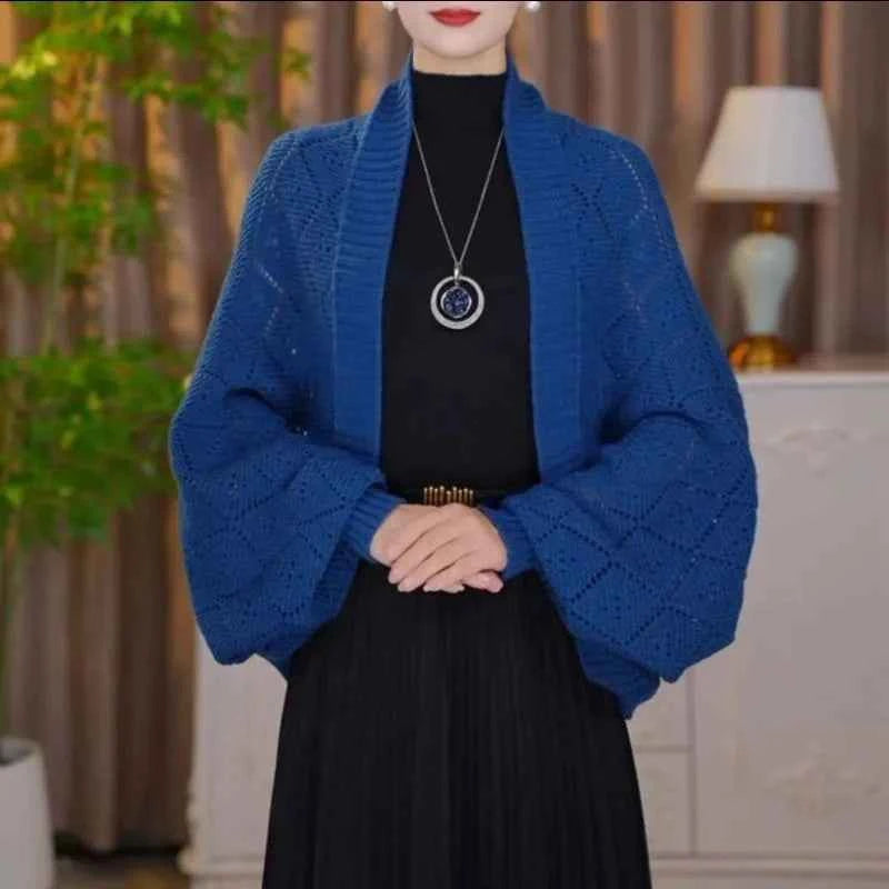 Fashion Hollow Out Knitted Shawl Coat