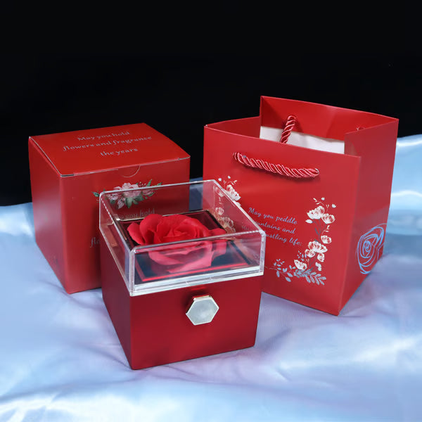 360 Degree Rotatable Preserved Real Rose Gift Box